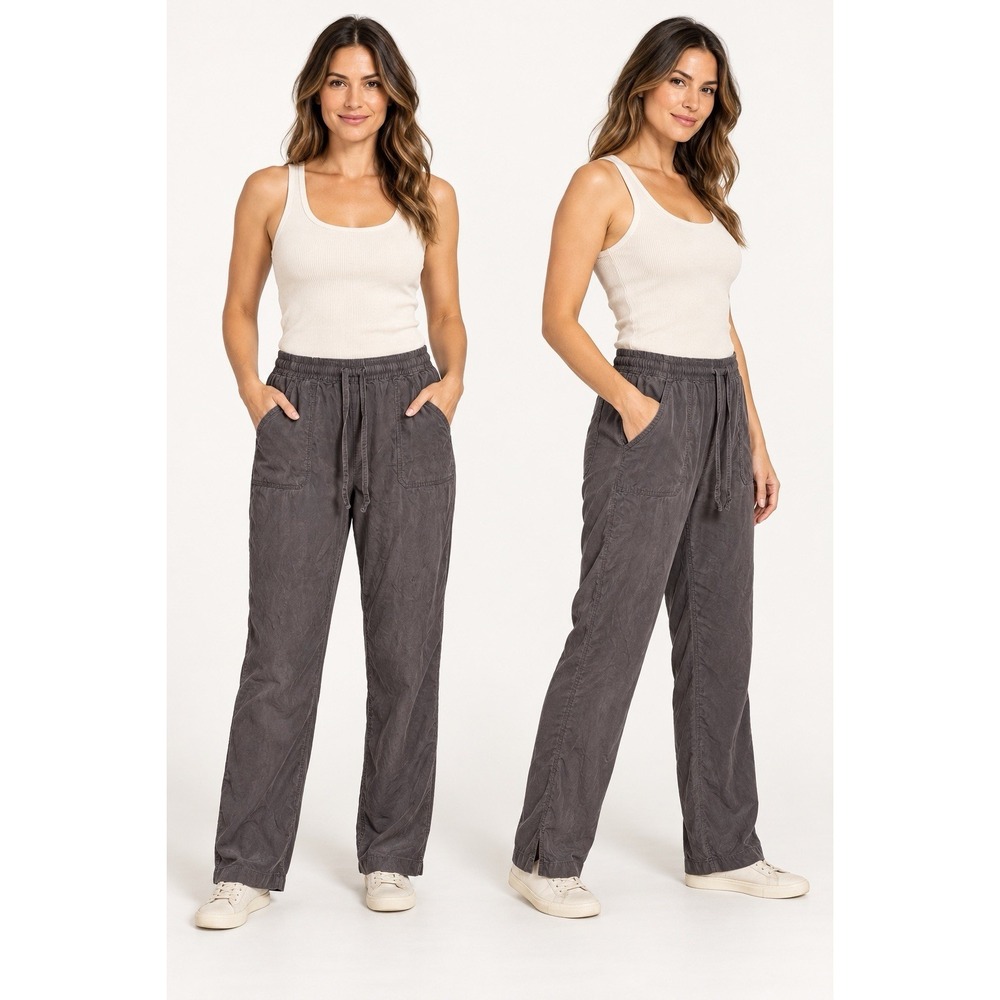 Magaschoni Women's Medium Charcoal Gray Tencel Pull On Pants Granola Girl